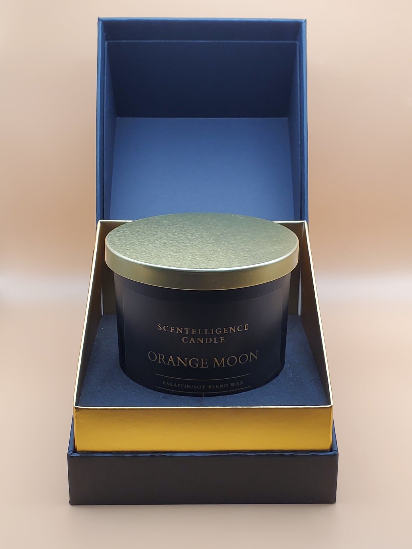 Orange Moon Candle – 12oz Hand-Poured | Sea Salt, Amber & Musk Paraffin/Soy Blend