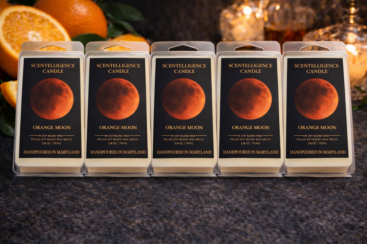 Orange Moon Wax Melt – Ozone, Sea Salt & Tonka Bean