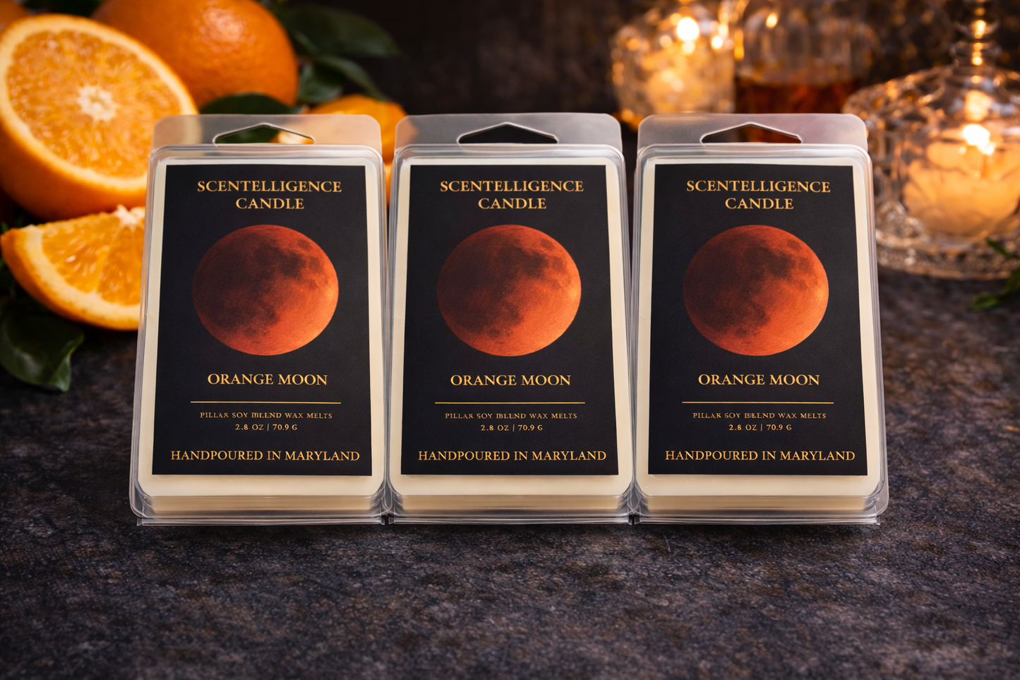 Orange Moon Wax Melt – Ozone, Sea Salt & Tonka Bean