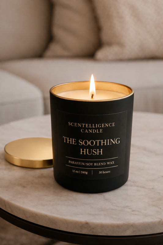 Soothing Hush Candle – 12oz Hand-Poured | Orange, Clove & Eucalyptus Paraffin/Soy Blend