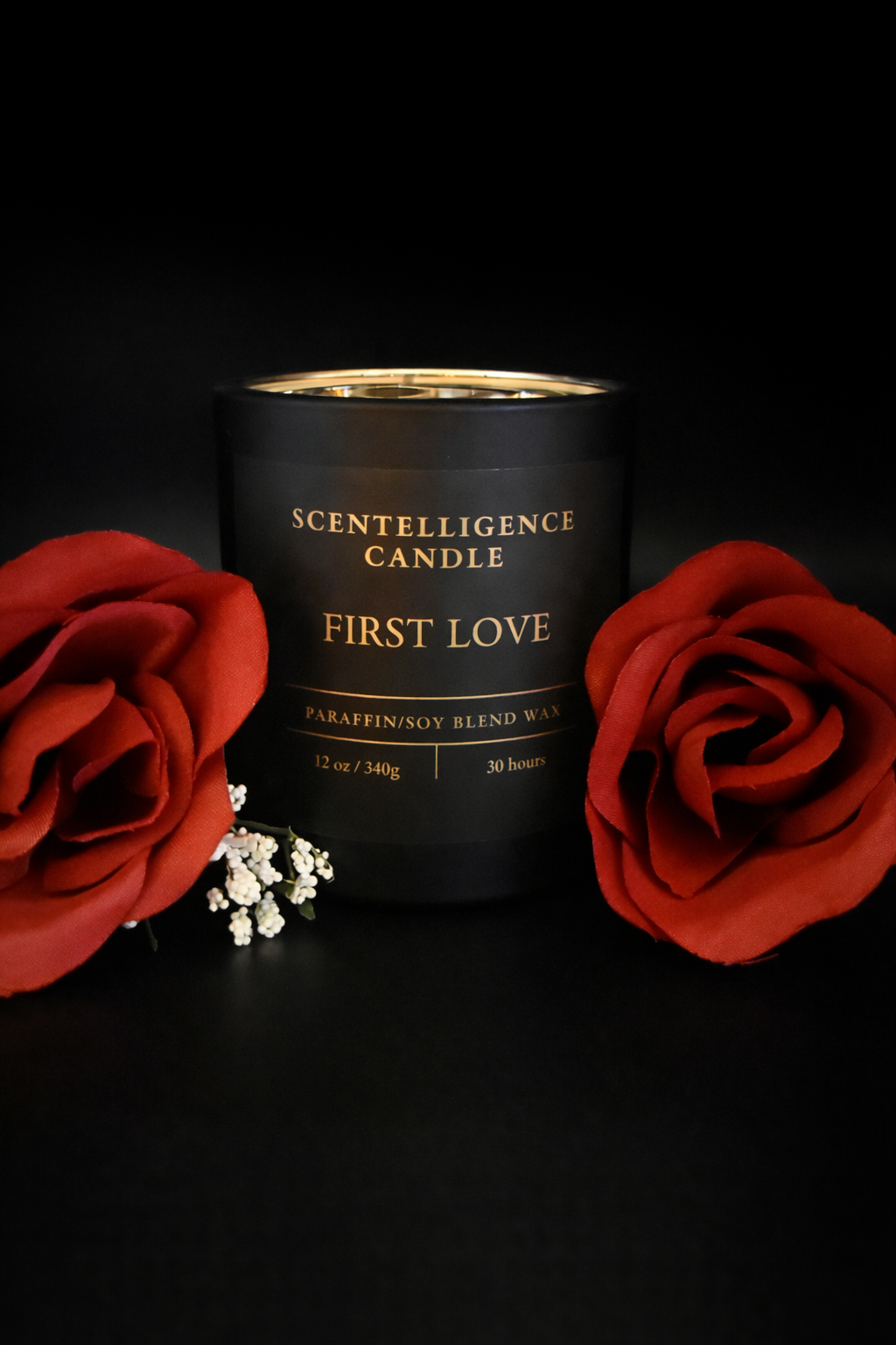 First Love Candle – 12oz Hand-Poured | Rose Petals & Fresh Berries Paraffin/Soy Blend